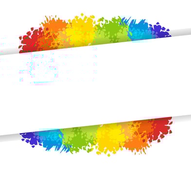 Colorful rainbow frame with copy space. Abstract background with painted watercolor splashes vector