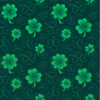 Green seamless floral pattern with clover leaves vector