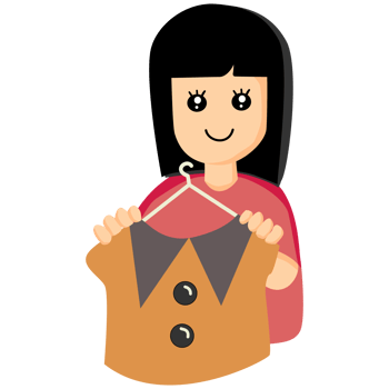 Cartoon Woman Holding Shirt on Hanger png