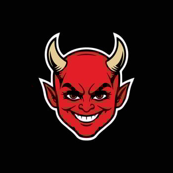 Devil head smile logo design vector