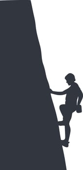 Person Climbing Silhouette. Isolated on White Background vector