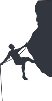 Person Climbing Silhouette. Extreme Hobby. vector