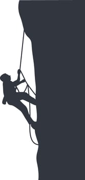 Person Climbing Silhouette. Woman Climber Silhouette. Flat Illustration vector