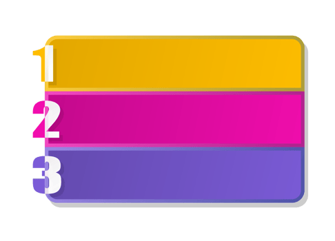 Square infographic template and number with 3 steps png