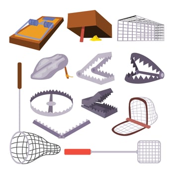 assorted traps and catching devices vector