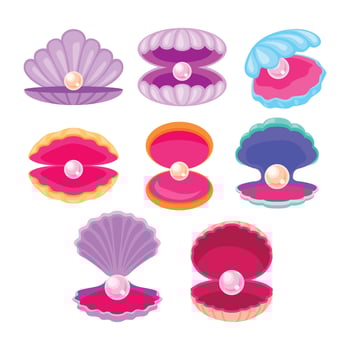 Colorful shells with pearls illustration vector