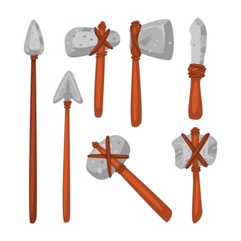 Illustration of stone tools and weapons vector