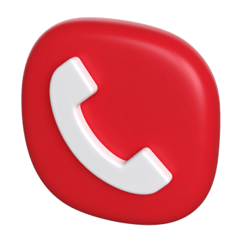 Red telephone receiver symbol, modern 3D render on transparent background png