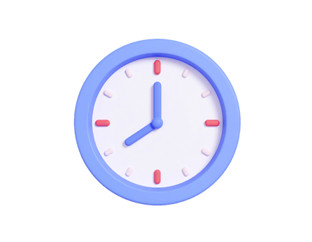 Aesthetic blue 3D clock illustration on transparent background png