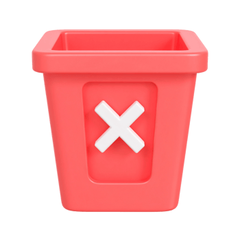 Delete or remove bin, red icon on transparent background png
