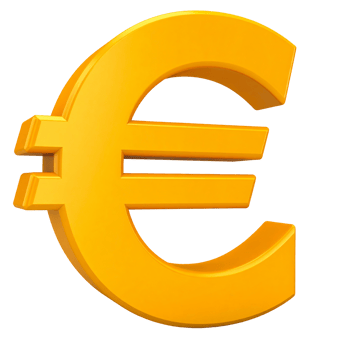 Captivating golden euro currency symbol illustration on transparent background png
