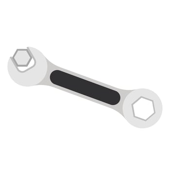 Wrench turns the bolt. Working tools. vector