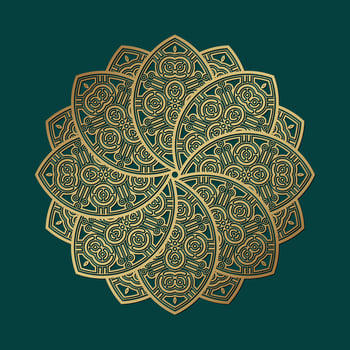 Gold mandala design on dark background vector
