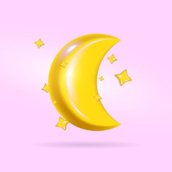 Bright Yellow Crescent Moon with Sparkle Stars for Bold Fantasy Night Graphics vector