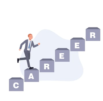 Businessman running up on career stairway. growth Career development concpet. illustration vector