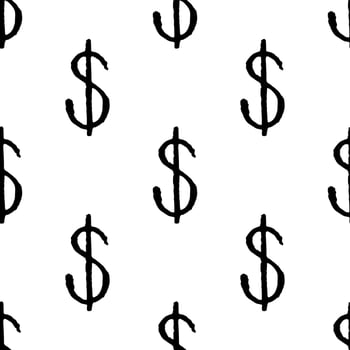 Seamless pattern with dollar currency symbol for decorative print, wrapping paper, greeting cards, wallpaper and fabric doodle cartoon vector