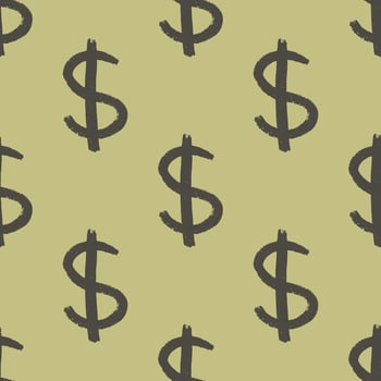 doodle cartoon Seamless pattern with dollar currency symbol for decorative print, wrapping paper, greeting cards, wallpaper and fabric vector