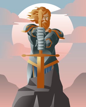 king arthur pulling excalibur from the stone vector