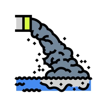drain pipe releasing dirty water lake color icon illustration vector