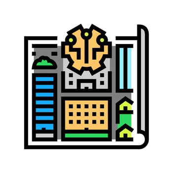 modern smart city layout color icon illustration vector
