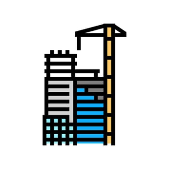 skyscraper under construction color icon illustration vector