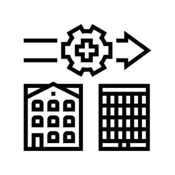 gentrification urbanization line icon illustration vector