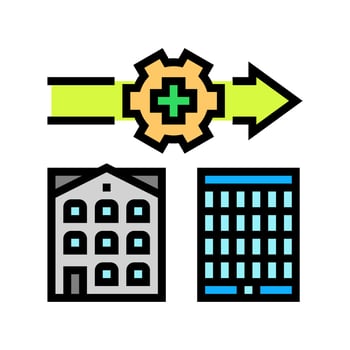 gentrification urbanization color icon illustration vector
