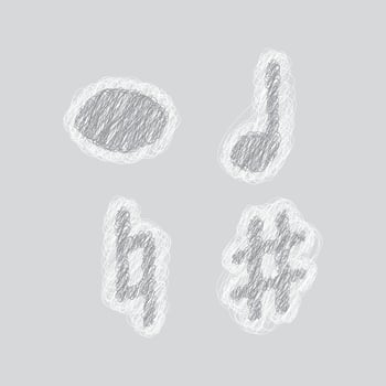 Hand sketched musical notation doodle set vector