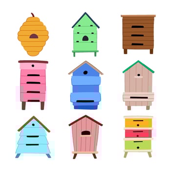 hive set cartoon illustration vector