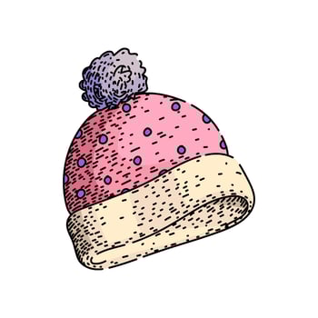 chullo winter hat sketch hand drawn item vector