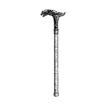 elegance cane stick gentleman sketch hand drawn vector