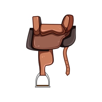 western saddle cartoon illustration vector