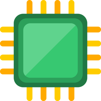 Green CPU chip intelligence icon png