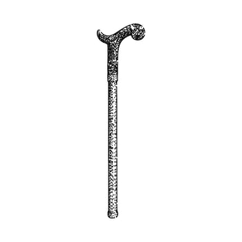 fashion cane stick gentleman sketch hand drawn vector