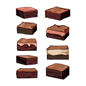 brownie set cartoon illustration vector