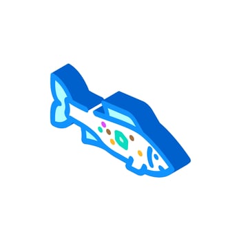 fish microplastics isometric icon illustration vector
