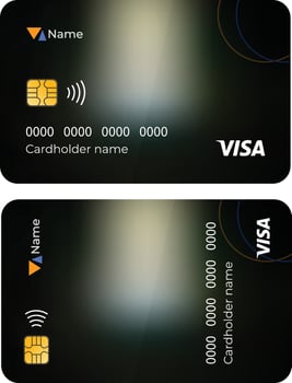 Modern Black Gradient Credit Card Design Template with Chip and Contactless Symbol vector