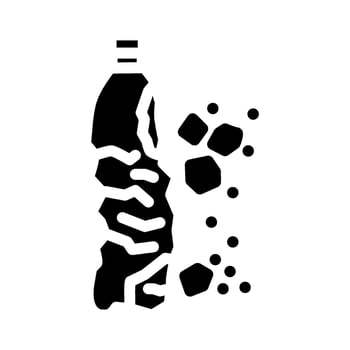 plastic bottle breaking microplastics glyph icon illustration vector