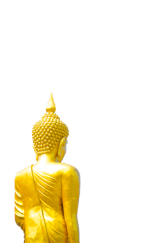 A back of golden buddha statue, symbolizes spiritual abundance in Buddhism png