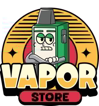 Vapor store logo cartoon character vector