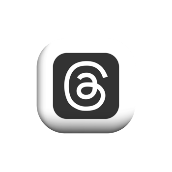 threads logo icon with a white and black square button png