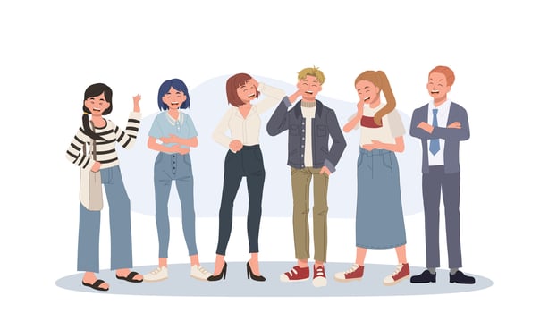 Friends laughing in a fun setting vector
