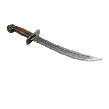 Antique curved sword with a wooden handle png