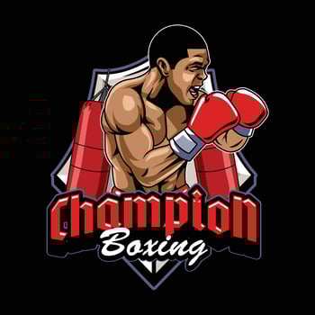Champion boxer in red gloves illustration vector