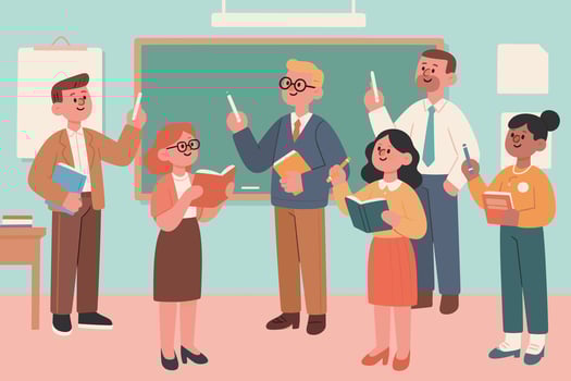 Male and female teachers teaching vector