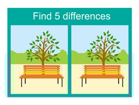 Find differences in tree and bench illustration vector