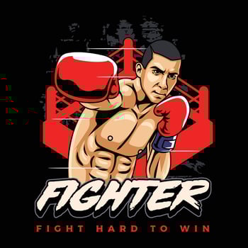 Boxing fighter ready to take action vector