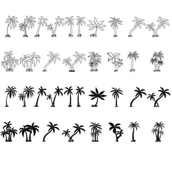 Coconut palm tree icon set. Palm Tree illustration sign collection. Palm logo. vector