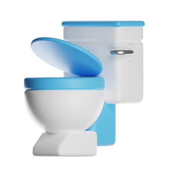 Modern blue and white toilet with transparent background png
