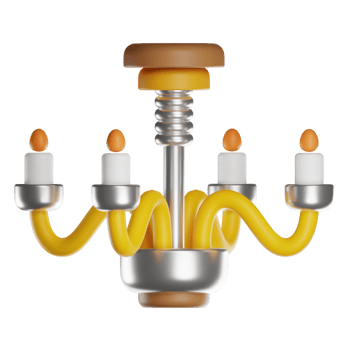Elegant chandelier with lit candles on transparent background png